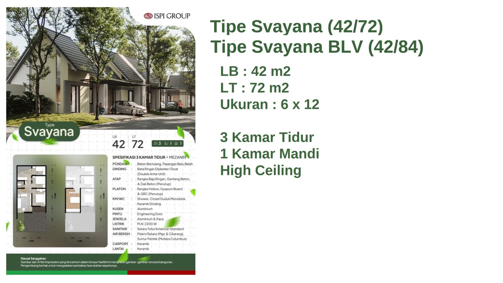 Tipe Svayana - SVA Casa Sawangan